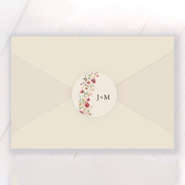 Boho Wildblumen Wedding Classic Round Sticker (Von Creator hochgeladen)