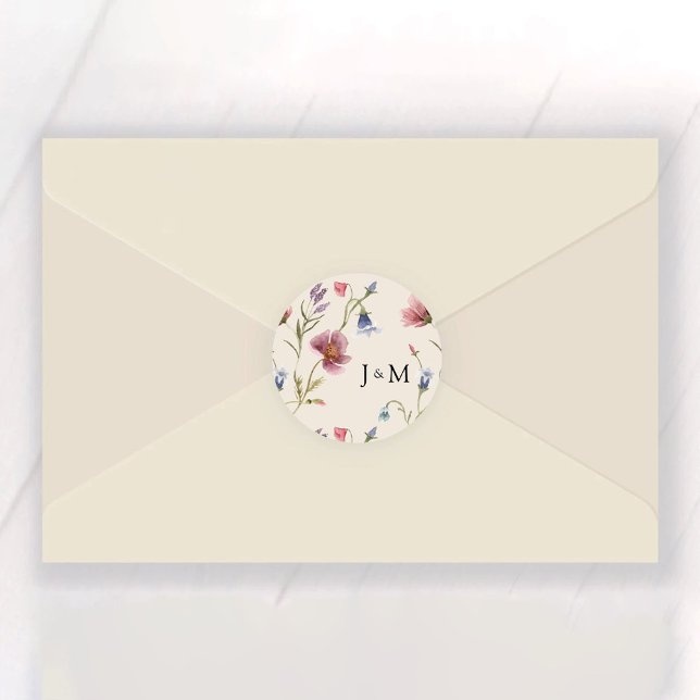 Boho Wildblumen Wedding Classic Round Sticker (Von Creator hochgeladen)