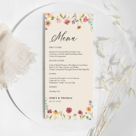 Boho Wildblumen Wedding Menu Menükarte