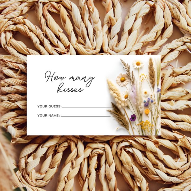 Boho Wildblumen Wie viele Kisses Bridal Game Begleitkarte (Von Creator hochgeladen)