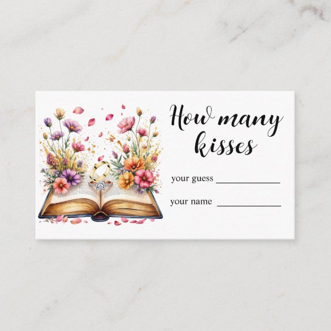 Boho Wildblumen Wie viele Kisses Bridal Game Card Begleitkarte (Vorderseite)