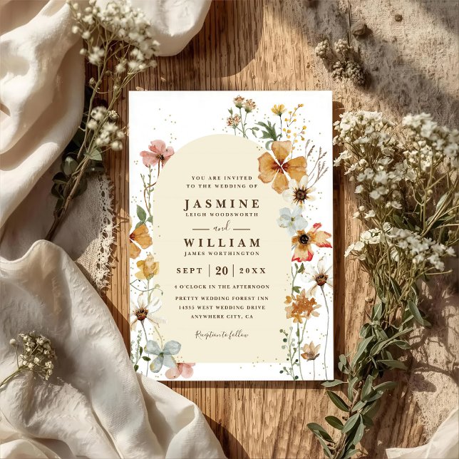 Boho-Wildblumen-Wiesenbogen-Chic-QR-Code-Hochzeit Einladung (Von Creator hochgeladen)