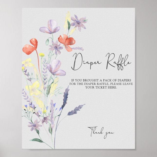 Boho Wildblumen - Windel-Raffel-Poster-Spiel Poster (Vorne)