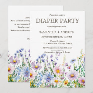 Boho Wildblumen Windelparty Vorlage