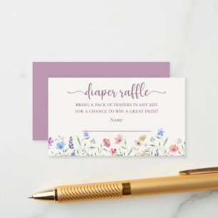 Boho Wildblumen-Windelraffle Baby Shower Begleitkarte