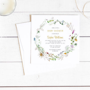 Boho Wildblumen Wreath Baby Shower Einladung