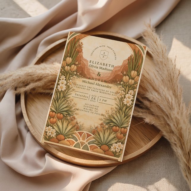 Boho-Wildblumen-Wüstenhochzeit Einladung (Von Creator hochgeladen)