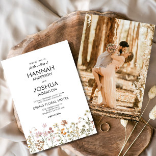Boho-Wildblumengarten-Foto-Instagram-Hochzeit Einladung