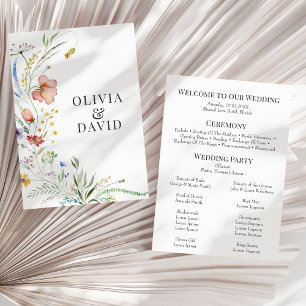Boho-Wildblumenwiese-Hochzeitsprogramm Einladung