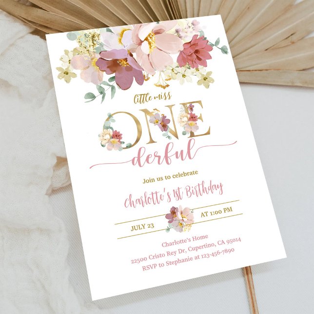 Boho Wildflower 1. Geburtstag Einladung (Von Creator hochgeladen)