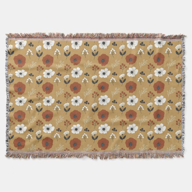 Boho Wildflower and Berry Print Decke (Vorderseite)