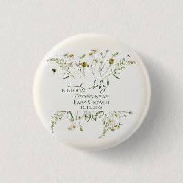 Boho Wildflower Baby in Bloom Baby Shower Button