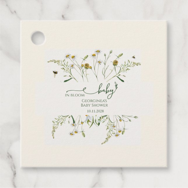 Boho Wildflower Baby in Bloom Baby Shower  Geschenkanhänger (Vorderseite)