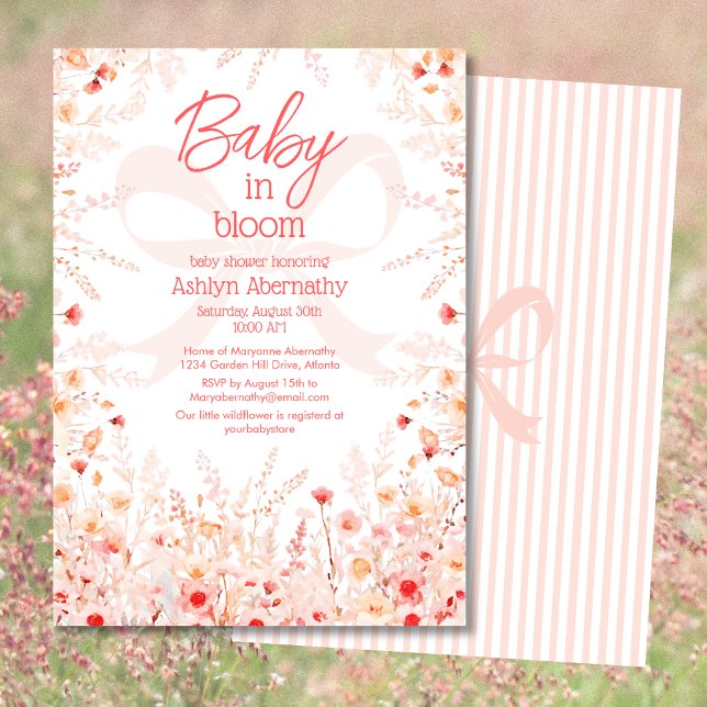 Boho Wildflower Baby in Bloom GIrl Baby Shower  Einladung (Von Creator hochgeladen)