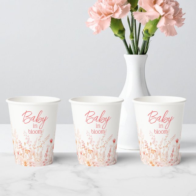 Boho Wildflower Baby in Bloom GIrl Baby Shower  Pappbecher (Von Creator hochgeladen)