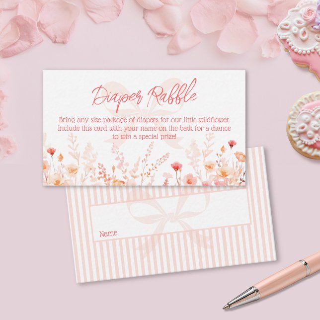 Boho Wildflower Baby Shower Diaper Raffle  Begleitkarte (Von Creator hochgeladen)