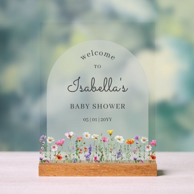 Boho Wildflower Baby Shower Welcome Sign Acrylschild (Neutral)