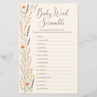 Boho-Wildflower-Baby-Shower-Wortverwirrungsspiel