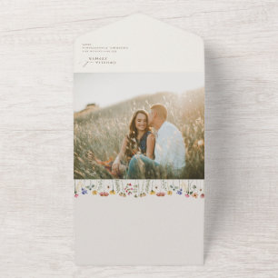 Boho Wildflower Beige lässiges Foto-Siegel und S All In One Einladung
