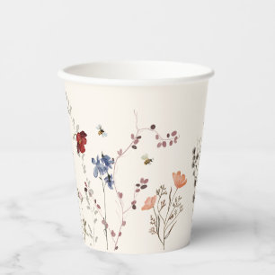 Boho Wildflower Bienen Baby Shower Pappbecher