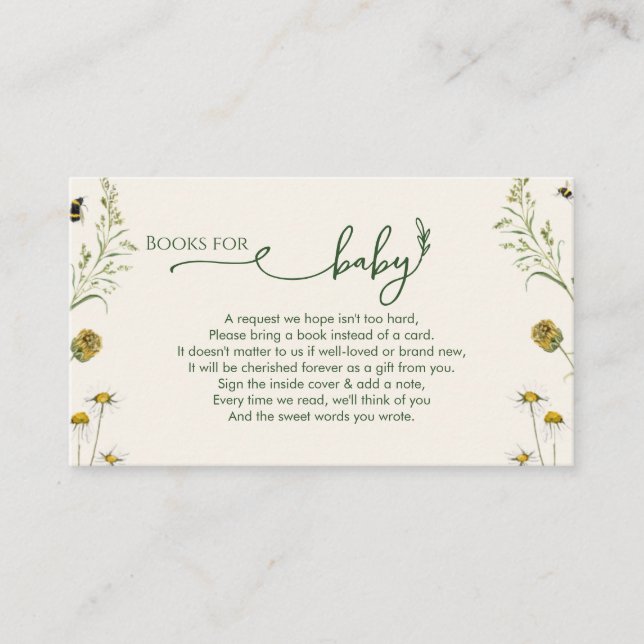 Boho Wildflower Books for Baby Enclosure Card  Begleitkarte (Vorderseite)