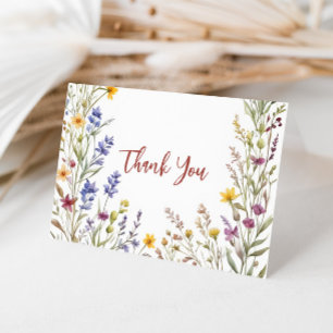 Boho-Wildflower-Braut-Baby-Party Dankeskarte