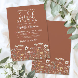 Boho-Wildflower-Brautjunggesellinnenparty Einladung