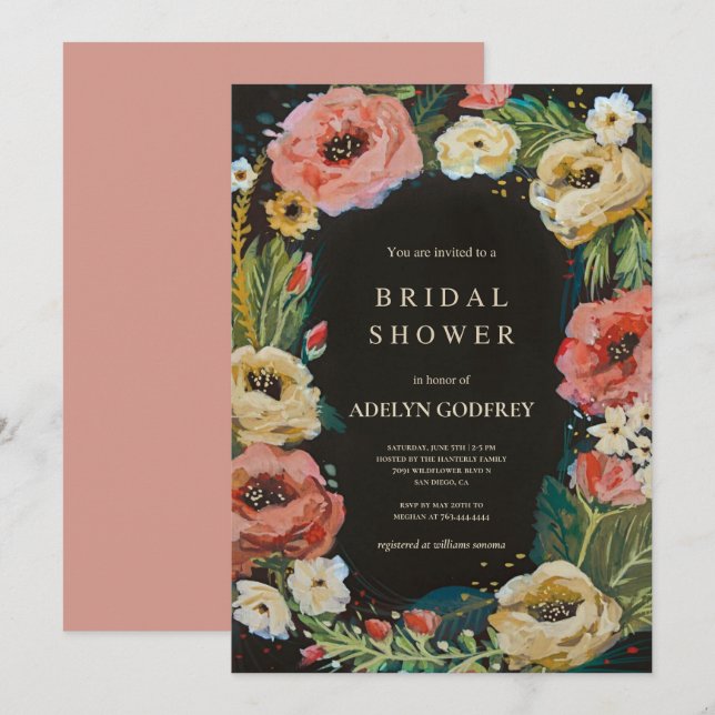  Boho Wildflower Bridal Shower Einladung (Vorne/Hinten)