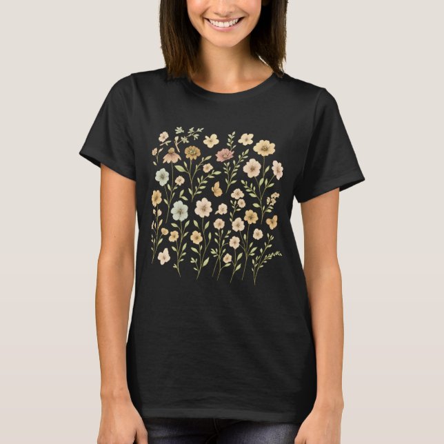 Boho Wildflower & Butterfly Tee  Soft Sage Green  (Vorderseite)