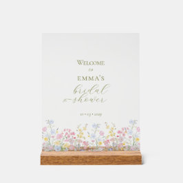 Boho Wildflower Elegant Bridal Shower Acrylschild