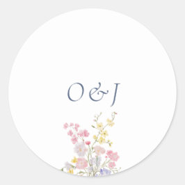Boho Wildflower Elegant Wedding Runder Aufkleber