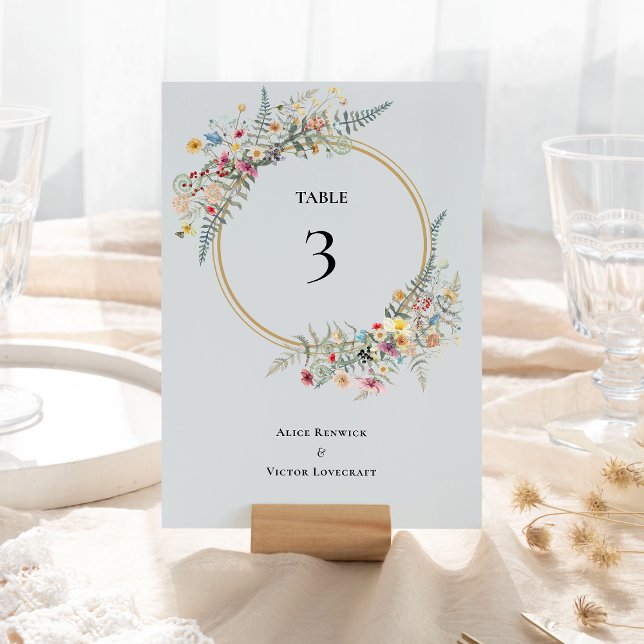 Boho-Wildflower-Farn-Staubblau-Hochzeit Tischnummer (Von Creator hochgeladen)