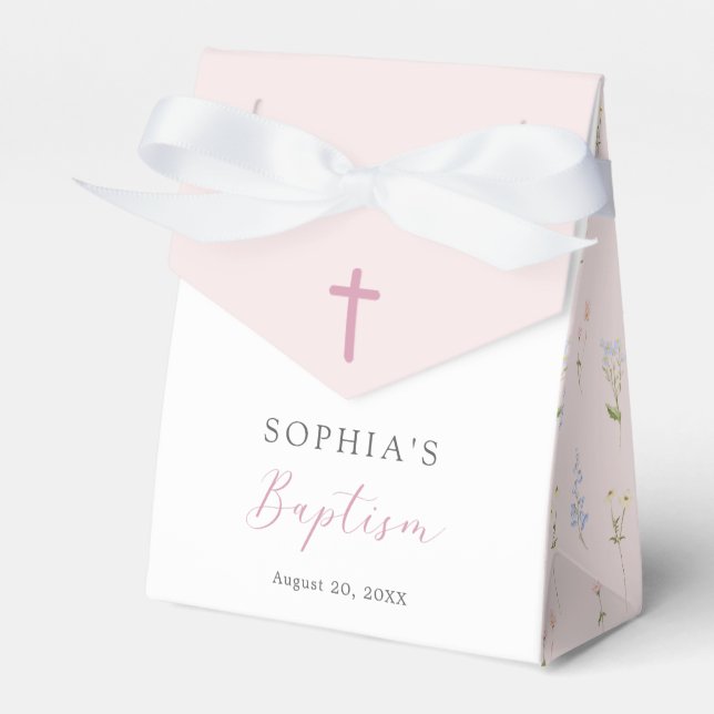 Boho Wildflower Floral Girl Baptism Geschenkschachtel (Vorderseite)