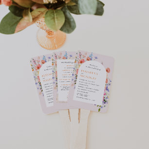 Boho Wildflower    Florales Hochzeitsprogramm Fächer