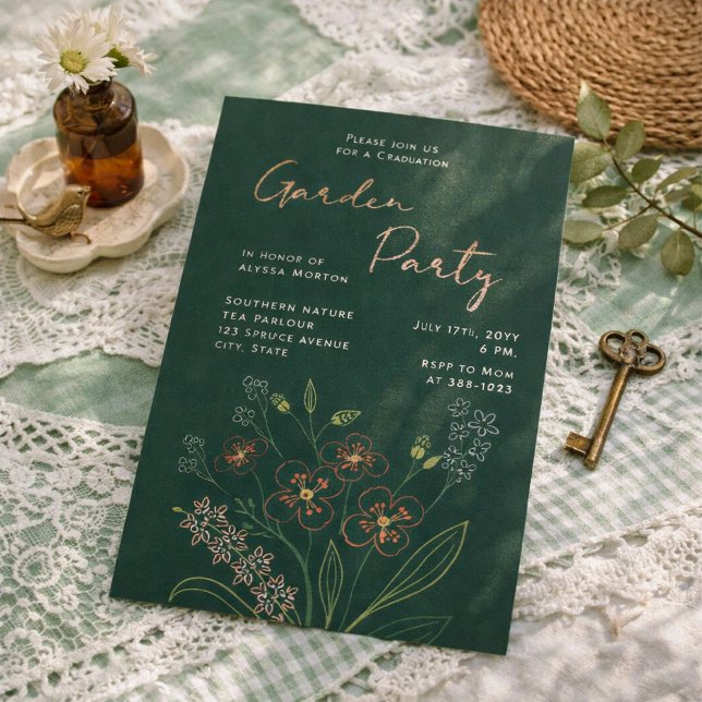 Boho Wildflower Garden Party Graduation Folieneinladung (Von Creator hochgeladen)