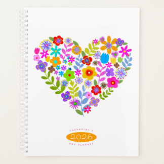 Boho Wildflower Heart 2026 Planner Planer