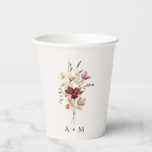 Boho-Wildflower-Hochzeit Elegant Herbst Vintage Pappbecher