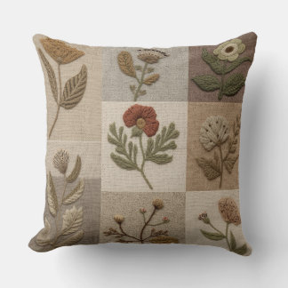 Boho-Wildflower-Kissen – Neutrales botanisches Kis Kissen