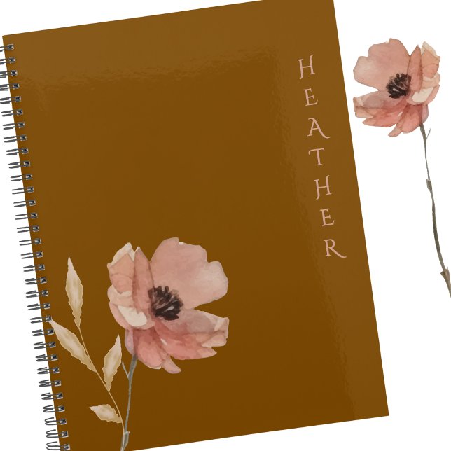 Boho Wildflower Personalisiertes braunes Geschenk  Planer (Von Creator hochgeladen)