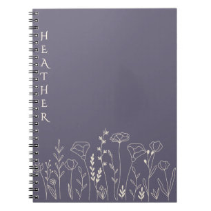 Boho Wildflower Personalisiertes Graues Geschenk f Notizblock