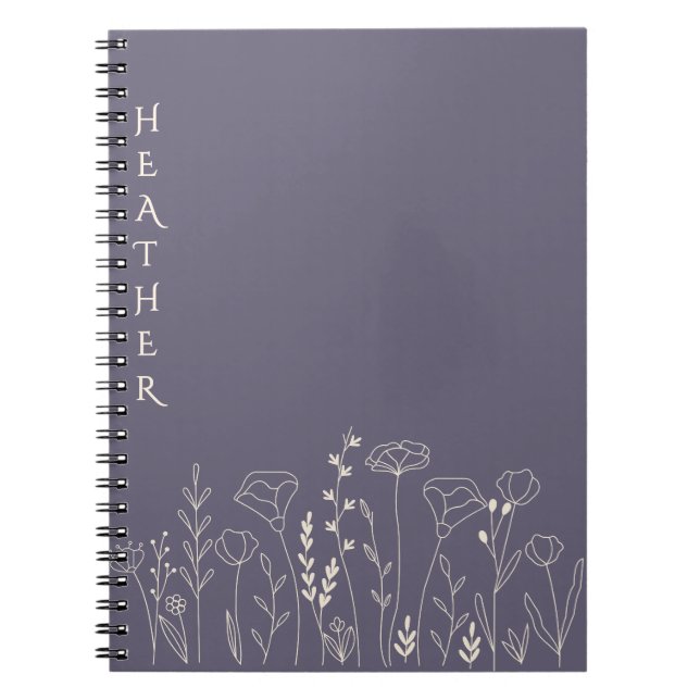 Boho Wildflower Personalisiertes Graues Geschenk f Notizblock (Vorderseite)