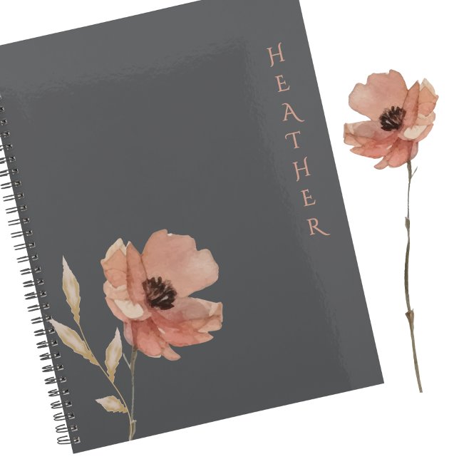 Boho Wildflower Personalisiertes Graues Geschenk f Planer (Von Creator hochgeladen)