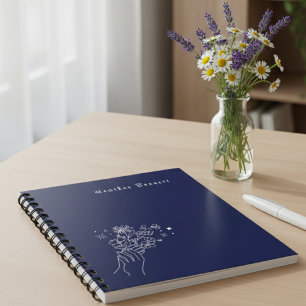 Boho Wildflower Personalisiertes Navy-Geschenk für Notizblock