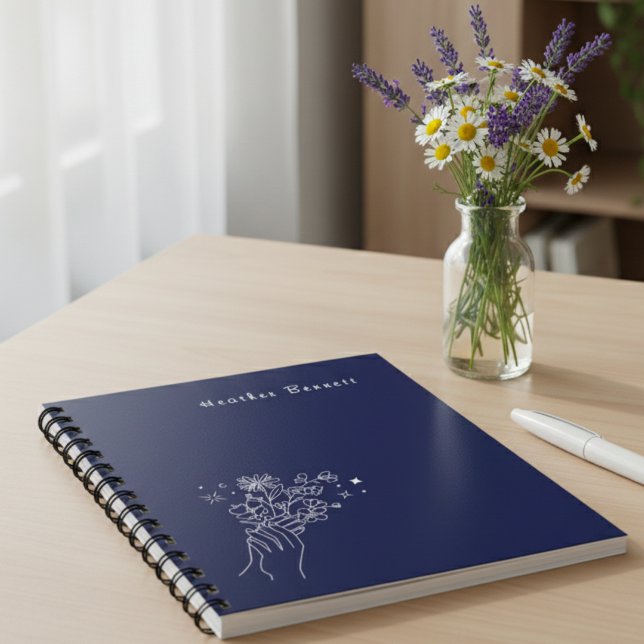 Boho Wildflower personalisiertes Navy-Geschenk für Planer (Von Creator hochgeladen)