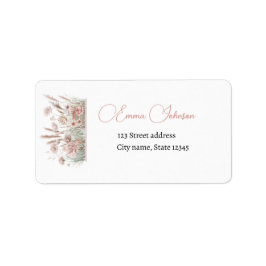 Boho Wildflower Pink Floral Return Address Label Adressaufkleber