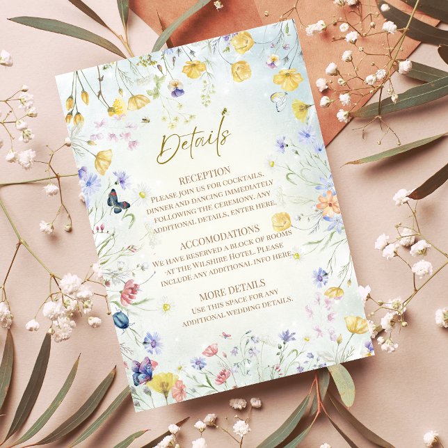 Boho Wildflower Rustic Green Wedding Begleitkarte (Von Creator hochgeladen)