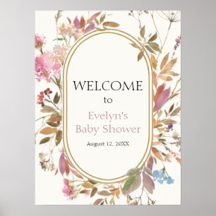 Boho Wildflower Rustikaler Kranz Willkommen Poster