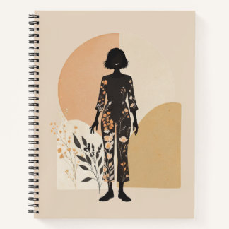Boho-Wildflower-Silhouette Minimalistisches Notizb Notizbuch