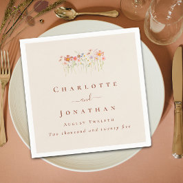 Boho Wildflower Tan Beige Terracotta Wedding Serviette