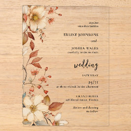 Boho Wildflower Terrakotta-Hochzeitseinladung Acryleinladungen